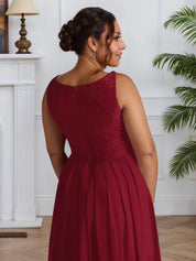 A-Line Square Neckline Lace Chiffon Mother of the Bride Dress