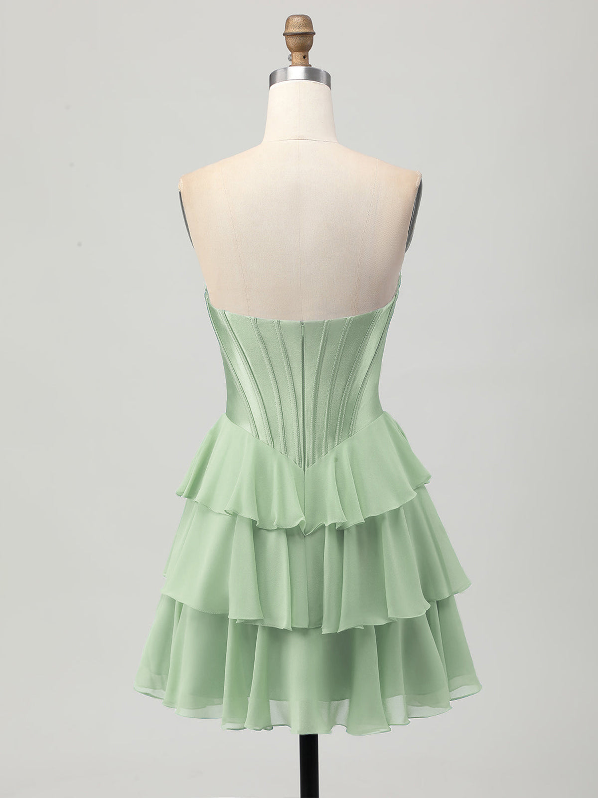 Light Blue A Line Tiered Sweetheart Corset Short Homecoming Dress