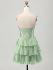 A Line Tiered Sweetheart Corset Short Homecoming Dress