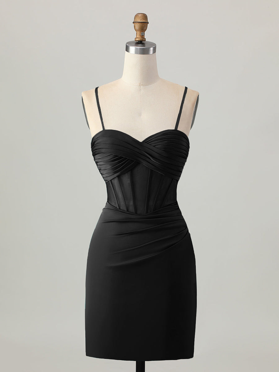 Blue Satin Tight Short Corset Homecoming Dress