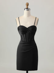 Blue Satin Tight Short Corset Homecoming Dress
