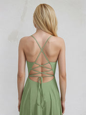 Basil A-Line V-Neck Floor-Length Chiffon Bridesmaid Dress With Beading