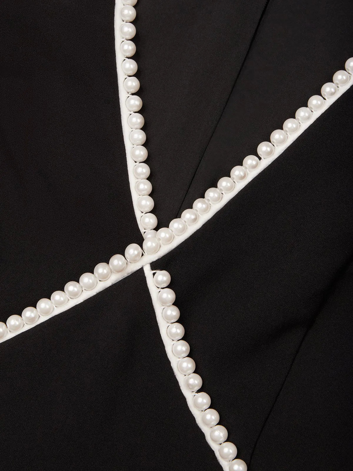 Black Imitation Pearls V Neck Sheath Midi Dress