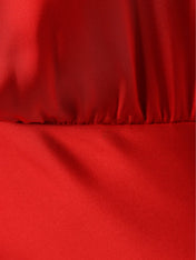 Red Satin Sheath/Column High Neck Sleeveless Ankle Length Bridesmaid Dress