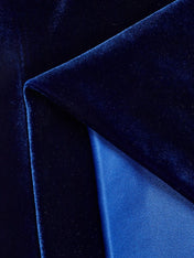 Royal Blue One Shoulder Three Quarter Sleeve Sheath Midi Velvet Dress