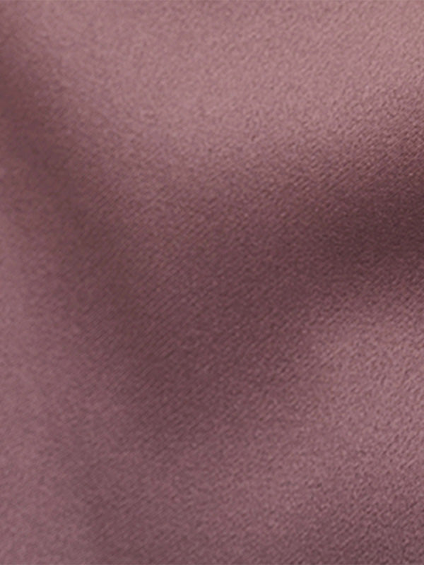 Mauve Satin One Shoulder 1/2 Sleeves Floor Length Pleated Dress With High Slit
