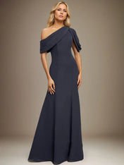 Trumpet/Mermaid One Shoulder Floor-Length Chiffon Dress With Pleated