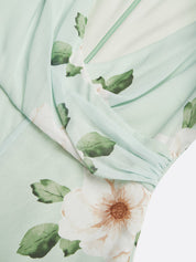 Light Green Floral V Neck Regular Fit Chiffon Jumpsuit