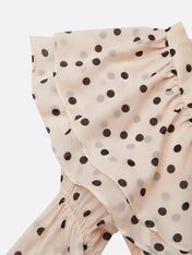 Apricot Peplum Chiffon Long Sleeve Balloon Sleeve Sheath Midi Dress