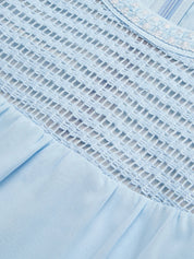 Light Blue Braided Strap Pearl Chiffon Halter Sleeveless A-Line Maxi Dress