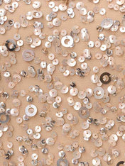 Champagne Chiffon Off the Shoulder Sleeveless Floor Length Dress With Sequins