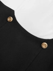 Black Buckle Classic Boat Neck Half Sleeve Sheath Midi Dress