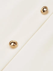 White Buckle Classic Crew Neck Short Sleeve Sheath Midi Dress