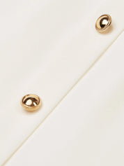 White Buckle Classic Crew Neck Short Sleeve Sheath Midi Dress