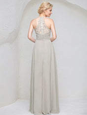 A-Line Sweetheart Floor-Length Chiffon Lace Bridesmaid Dress With Ruffle
