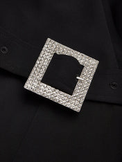 Black Side-Slit Sleeveless Wide-Leg Jumpsuit With Belt