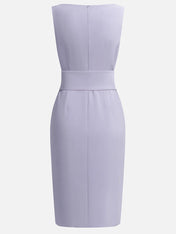Lavender Purple Sleeveless Rheinstone Sheath Midi Dress