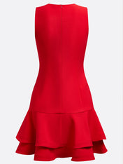 Red Ruffled Crew Neck Sleeveless A-line Mini Homecoming Dress