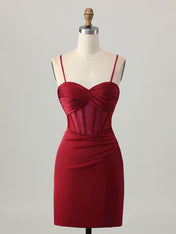 Satin Tight Short Corset Homecoming Dress
