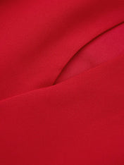Red Hollow Out Classic Crew Neck Short Sleeve Sheath Midi Dress
