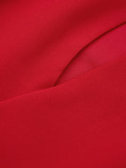 Red Hollow Out Classic Crew Neck Short Sleeve Sheath Midi Dress