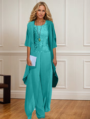 Chiffon Mother of the Bride Pantsuits with Jacket