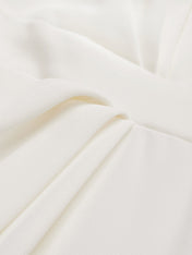 White Buckle Ruched Classic Halter Sleeveless Sheath Midi Dress