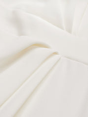 White Buckle Ruched Classic Halter Sleeveless Sheath Midi Dress