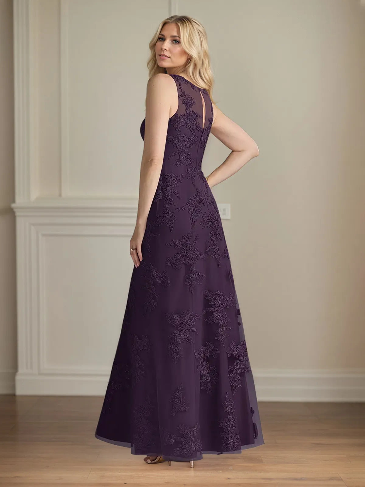 Trumpet/Mermaid Chiffon Scoop Neck Cape Sleeve Floor Length Dress
