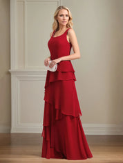 Chiffon Square Neck Sleeveless Floor Length Pleated Mother of the Bride Dresses With Jacket