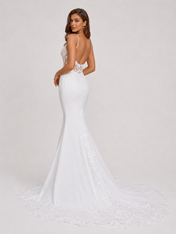 Elegant Sweetheart Lace and Satin Sheath Wedding Dress with Chapel Train