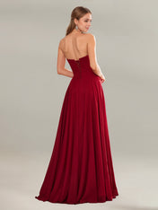A Line Chiffon Off The Shoulder Sleeveless Floor Length Dress