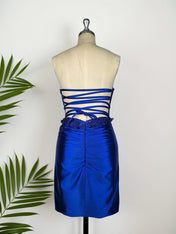 Bodycon Strapless Satin Short Homecoming Dress with Appliqeus