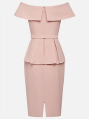 Pink 3D Floral V Neck Short Sleeve Sheath Midi Dress