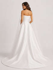 Elegant Strapless Satin A-Line Wedding Dress with High Slit and Sweep Train