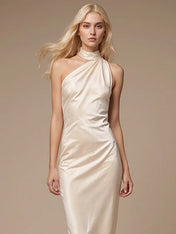 Party Dress Elegant Champagne Off Shoulder Maxi Dress