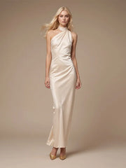 Party Dress Elegant Champagne Off Shoulder Maxi Dress