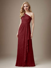 Ruby Sheath One Shoulder Metallic Mesh Dress Mother of the Bride Dress