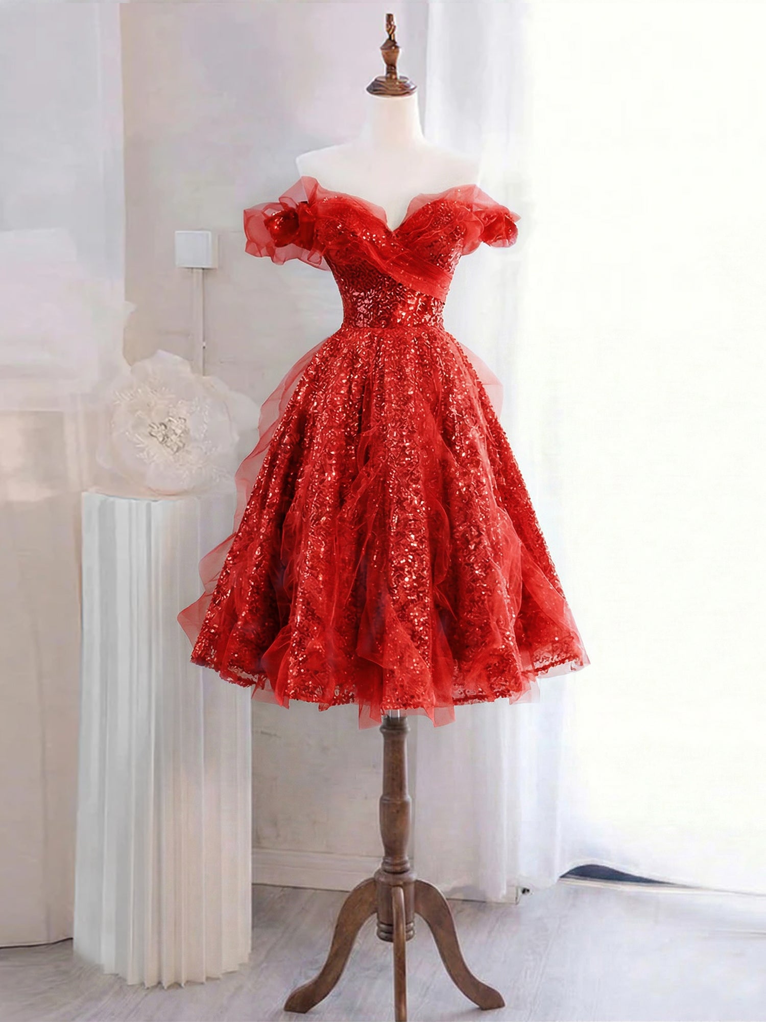 Whimsical Lavender Glitter Tulle Off-the-Shoulder Mini Homecoming Dress