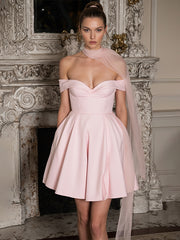 Evening dress strapless deep V pink princess dress