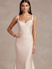 Pink Mermaid Sweetheart Floor-Length Satin Prom Dress