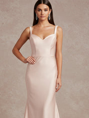 Pink Mermaid Sweetheart Floor-Length Satin Prom Dress