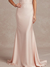 Pink Mermaid Sweetheart Floor-Length Satin Prom Dress