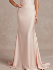 Pink Mermaid Sweetheart Floor-Length Satin Prom Dress