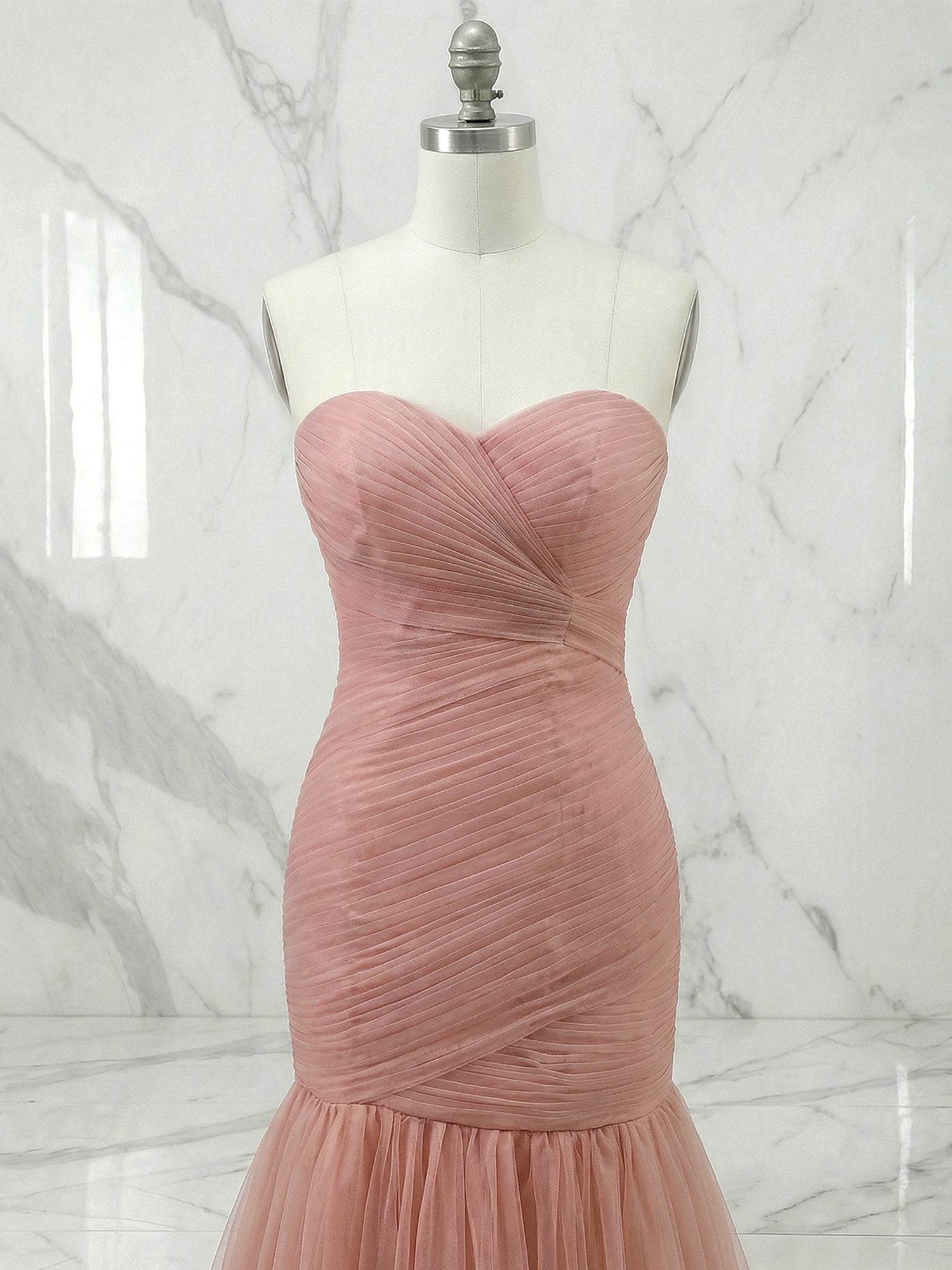 Sweetheart Tulle Pleat Mermaid Evening Dresses Gown with 3D Flower