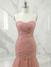 Sweetheart Tulle Pleat Mermaid Evening Dresses Gown with 3D Flower
