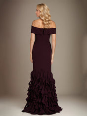 Trumpet/Mermaid Off the Shoulder Sleeveless Floor Length Chiffon Mother Of The Bride Dress With Ruffles