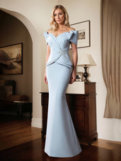 Trumpet/Mermaid Off the Shoulder Stretch Crepe Mother Of The Bride Dress With Appliques