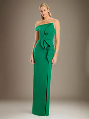 Sheath/Column Off The Shoulder Stretch Crepe Mother Of The Bride Dress With High Slit
