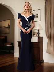 Trumpet/Mermaid Off the Shoulder Stretch Crepe Mother Of The Bride Dress With Appliques
